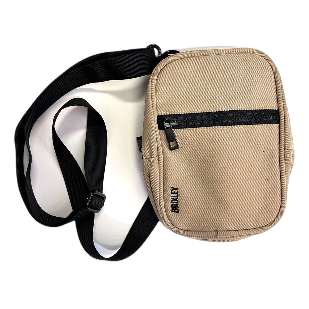 Brixley Unisex Tan Black Nylon Canvas 5 Way Convertible Crossbody Bag
